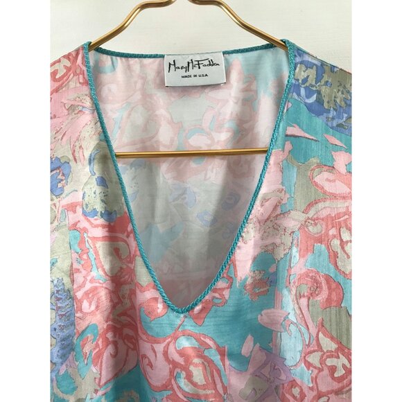 Vtg 1980's Mary McFadden Women's Lingerie Robe & Night Gown Set Abstract Pattern - Picture 9 of 10